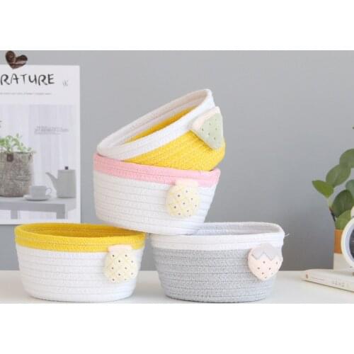 Cartoon Fruit Cotton Rope Storage Baskets Baby Dirty Clothes Laundry Basket Weaving Kids Toys Cosmetics Sundries Organizer Box