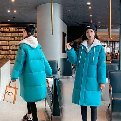 Long Winter Jacket Women Solid Thick Zipper Loose Korean Style Ladies Casual Parkas Long Sleeve Pockets Coats for Female 2021