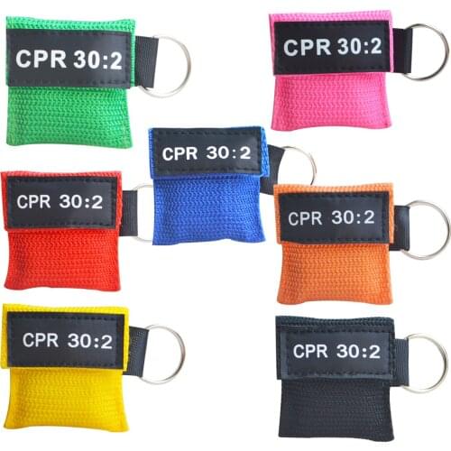 50 pcs Random 6 Color CPR 30:2 Resuscitator Mask Heart Recovery Emergency First Aid Rescue Mask With Keychain Portable