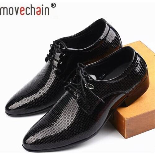 Movechain Fashion Mens Office Dress Shoes Man Casual Wedding Driving Oxfords Man Leather Flats Suit Shoes EUR Size 38-47