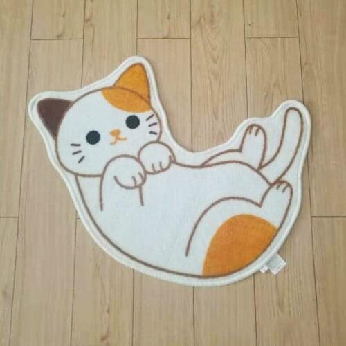 Cartoon Cute Black Cat Shiba Inu Dog Shaped Floor Mat Carpet Bathroom Water Absorption Doormat Living Room Bedroom Non-slip Rug