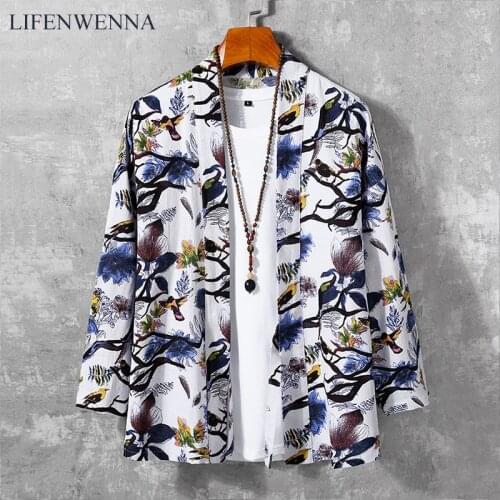 LIFENWENNA Autumn New Fashion Kimono Cardigan Open Stitch Long Sleeve Shirt Mens Kimono Shirt Special Print Harajuku Shirts 5XL