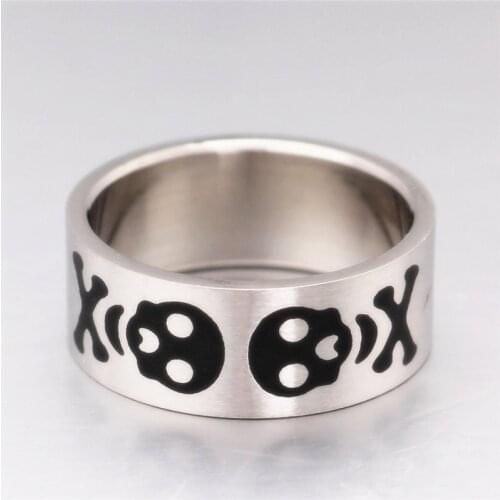 MANGOSKY 8MM Titanium Steel Men Style Finger Stainless Steel Skull Rings Engagement Ring For Lover