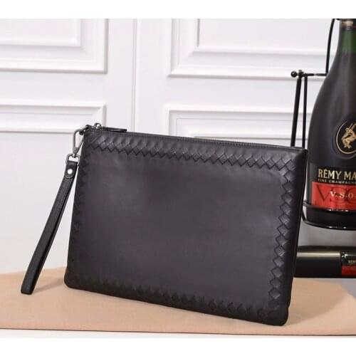 New Men Clutch Bag Leather Cowhide Large Capacity Soft Woven Handbags With Hand Strap Fashion High Quality Luxury Design Purse