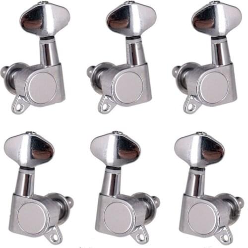A Set 6 Pcs Sliver Sealed-gear Acoustic Electric Guitar Tuning Pegs Tuners Machine Heads with alloy flower handle guitar parts