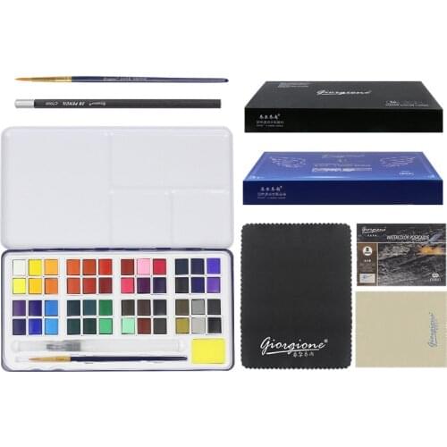 24/48Colors High Quality Solid Watercolor Pigment Set with paint brush Portable Watercolor paint for Art Supplies