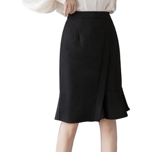 Spring and summer new irregular fishtail skirt womens high waist A bag hip skirt womens office