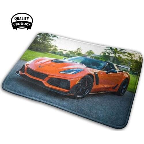 Corvette Zr1 Orange Soft House Family Anti-Slip Mat Rug Carpet Chevy Corvette Z06 Zr1 Orange Supercar Sports Car Muscle Car