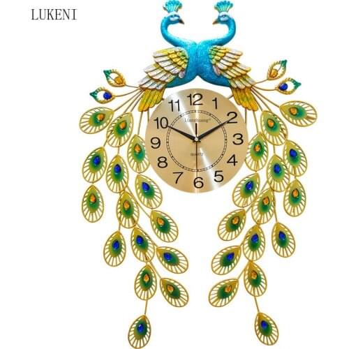 Peacock Light Luxury Wall Clock Living Room European Style Creative Home Personality Simple Fashion Clock Atmospheric Wall Watch