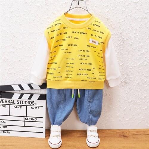 0-5 Year Spring Autumn Boy Girl Clothing Set 2021 New Fashion Active Letter Top+Pant Kid Children Baby Toddler Boy Girl Clothing