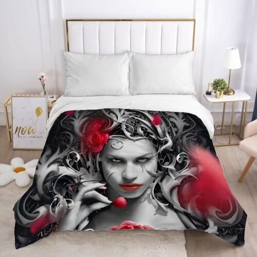 Skull Woman lady Duvet cover Quilt/Blanket/Comfortable Case 140x200 240x220 240x260 Queen King Single Bedding for Home red