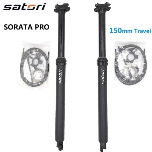 SATORI Wire Remote Control Bike Seatpost Mountain MTB Adjustment Bicycle Seat post Suspension Air 30.9/31.6x460mm Travel 150mm
