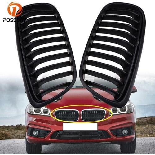 POSSBAY Matte Black Kidney Racing Grilles Car Bumper Grill for BMW 2-Series F45 Active Tourer 2014 2015 2016 2017 Pre-facelift