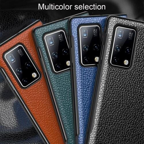 For Huawei Mate X2 Litchi Texture Cowhide Leather + TPU Shockproof Back Cover Case