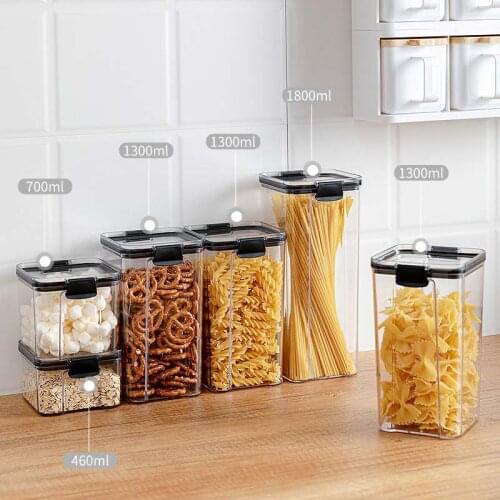 700ML Transparent Sealed Jar Plastic Kitchen Storage Box Nut Coffee Bean Storage Jar Fresh-Keep Jar Household Grain Storage Box
