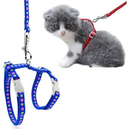 Pet Adjustable Nylon Harness for Small Dogs Cats Floral Printing Style Traction Dog Kitten Accessories For Pets Less Than 3 kgs