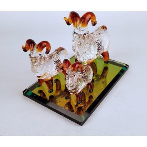 CRYSTAL ANIMALS 3 SHEEP COLLECTIBLE FIGURINE PAPERWEIGHT TABLE DECOR ORNAMENT OFFICE GIFT