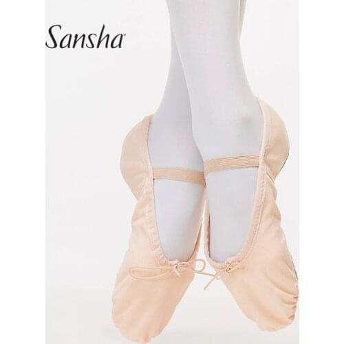 Sansha Baby Girls Boys Kids Ballet Shoes Canvas Suede Split-sole Soft Ballet Slippers Dance Shoes Pink/White/Black/Flesh NO.55C