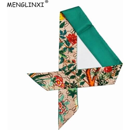 Letter Floral Skinny Scarf 2021 New Brand Silk Scarf For Women Fashion Print Head Scarf Long Handle Bag Scarves Wraps Wholesale