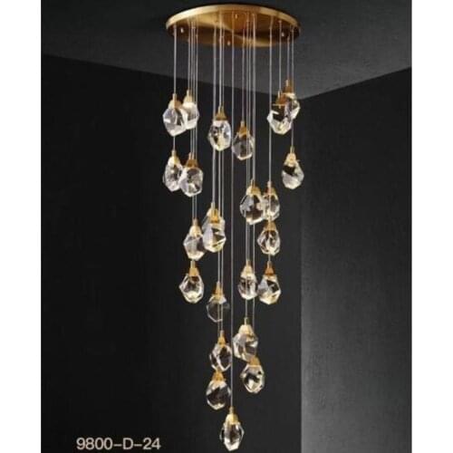 220V/110V Modern Pendant Lights Bedroom Led Full Brass Crystal Nordic Lamp Luminaire Suspension Decoration Salon Hanging Lamps