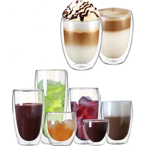 Double Wall Glass Cup Drinkware Heat-resistant Beer Espresso Coffee Cup Set Handmade Beer Mug Whiskey Glass Cups Tea glass