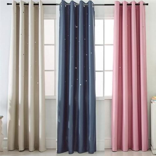Hollow Star Children Blackout Curtains for Bedroom Window Treatment Polyester Solid Color Curtain Panel LivingRoom Kitchen Decor