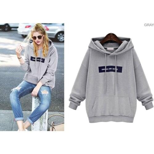 Poleron Woman with Hood Letter Print Casual Hoodies Sweatshirt Women 2019 New Winter Fleece Hooded Thick Loose Pullover