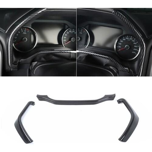 Carbon Fiber Style Car Instrument Box Decoration Cover Trim Plastic Fit For Ford F150 2017 2018 2019