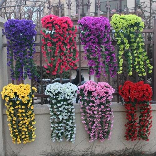 Vivid Artificial Hanging Orchid Bunch Silk Long Hanging Bush Flowers String Wedding Home Party Decor can CSV