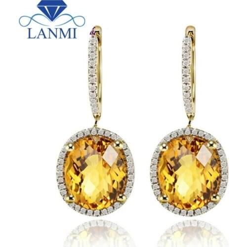 Beautiful Citrine Earrings Oval 12x10mm Solid 14Kt Yellow Gold Diamond Gemstone Jewelry for Women E0003