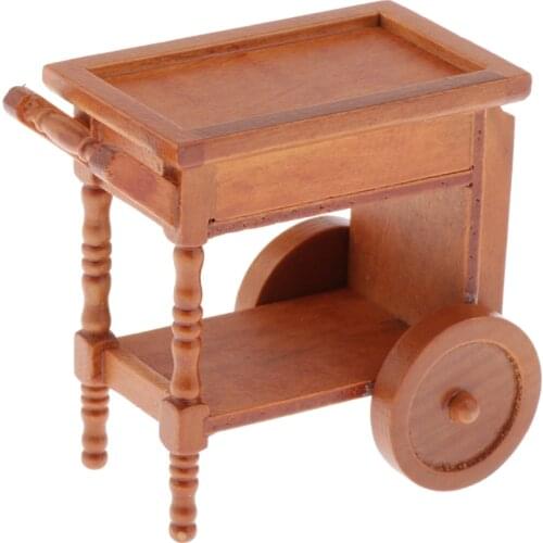 1/12 Miniature 2-layer Dining Food Cart Dollhouse Kitchen Furniture Decor