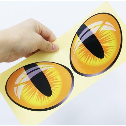10Pairs 3D Funny Cartoon Reflective Cat Eyes Car Stickers Truck Head Engine Rearview Mirror Window Cover Door Decal Decoration