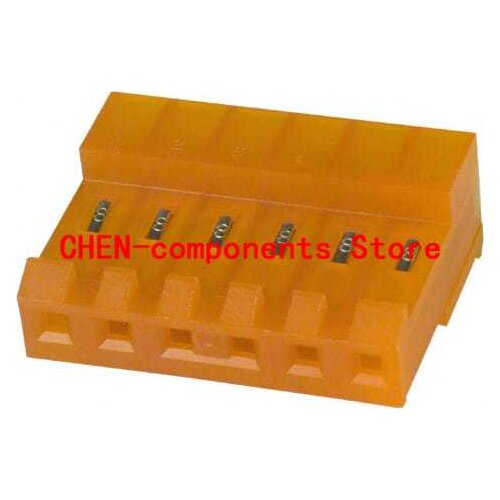 10PCS NEW 3-640426-6 AMP Receptacle 6P Connector terminal rubber shell 6pin spacing 3.96mm Orange CONN RCPT 6POS IDC 18AWG TIN