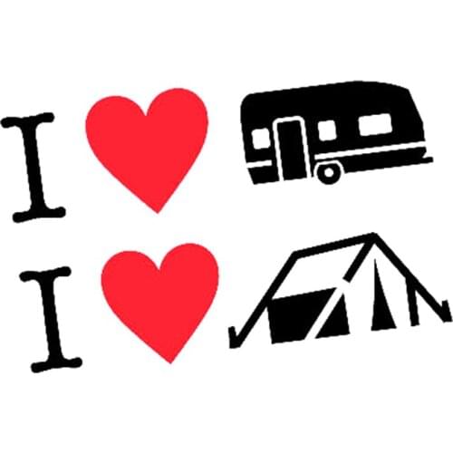 15*9.7cm I HEART CARAVAN AND CAMPING Sticker Decal Car Accessories Motorcycle Helmet Car Styling Car Sticker