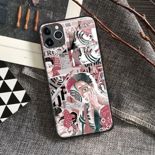 Akaza Kimetsu No Yaiba Anime Soft Silicone Glass Phone Case for IPhone SE 6s 7 8 Plus X Xr Xs 11 12 Mini Pro Max Samsung Redmi