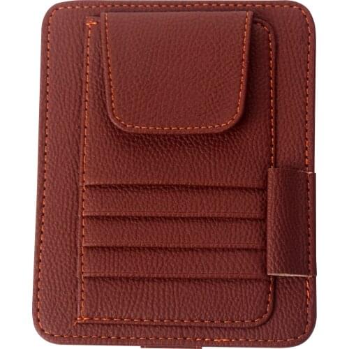 Auto Car Sun Visor Leather Organizer Storage Bag Card Holder Multifunctional Pen Sunglasses Umbrella Stowing Tidying