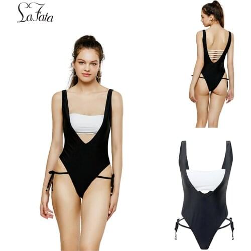 White Black Custom One Piece Swimwear
