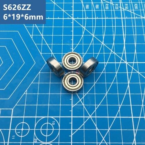 Free Shipping ABEC-5 10pcs S626ZZ 440C Roller stainless steel deep groove ball bearing 6*19*6mm miniature bearing S626 ZZ S626