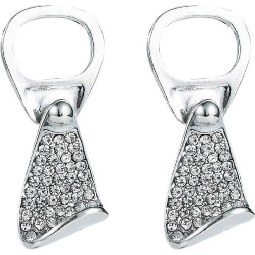 Free Shipping Innovative Silver Color Pave Crystal Ring Pull Earrings for Women Pull Tab Earrings Jewelry Wholesale