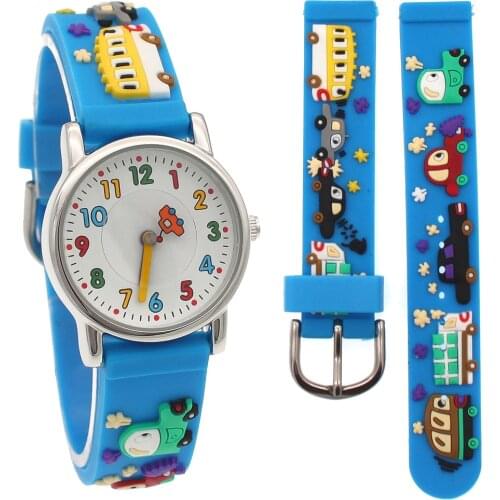 Girls Watch Cartoon Bus Dinosaur 3d Silicone Kids Watch Boys Girl Quartz Watch Children Sports Watch Kids Gift Waterproof Clock