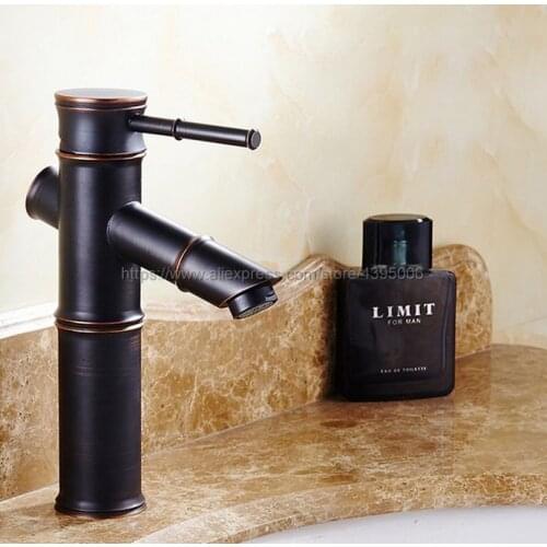 Black Oil Rubbed Brass Basin Faucets Bamboo Bathroom Faucet Single handle Basin Mixer Tap Bnf073
