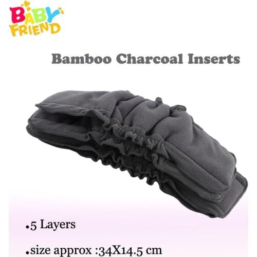 Babyfriend 6pcs Baby Diaper Nappy Inserts Newborn Cloth Diapers Liners Reusable Charcoal Bamboo Liners