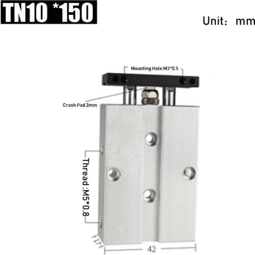 Bore 10mm Stroke 150mm Air Cylinder Aluminum Alloy TN Type Pneumatic Cylinder