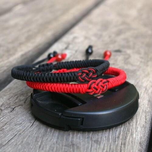 Couple Red Braid Rope Bracelet Adjustable Handmade Woven Diamond Knot Double Money Knot Hand Rope Bracelets Zodiac Year