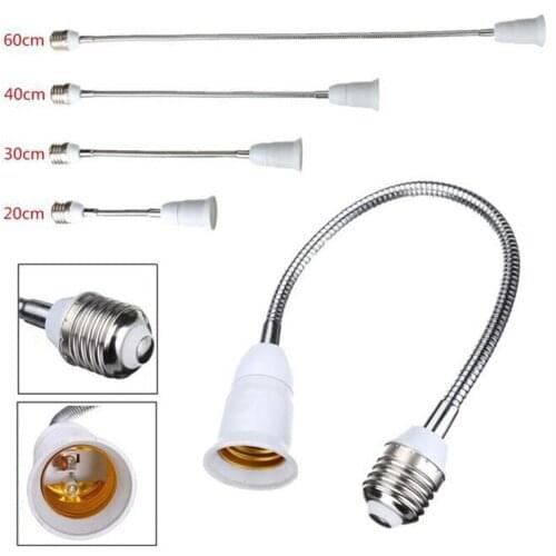E27 LED Light Bulb Lamp Holder Flexible Extension Adapter Socket 20/30/40/50/60cm Extension Cord