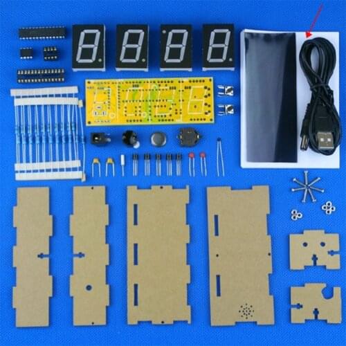 1Set DIY Electronic Clock Kit LED Microcontroller Digital Clock Time Light Control Temperature Thermometer wholesales