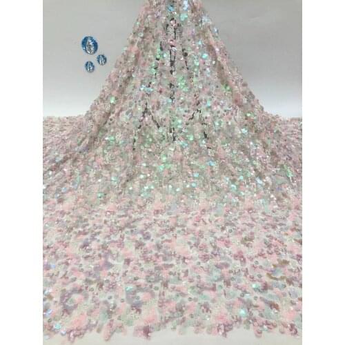 France Nigeria Tulle Lace Fabric African Lace Fabric 2021 High Quality Sequin Lace Fabric for Party Sewing XB4617