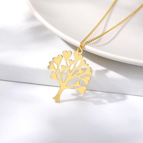 2020 Minimale Hart Boom van Leven Kettingen Voor Vrouwen Kids Lucky Sieraden Rvs Vriendschap Kettingen Bijoux Collier Femme