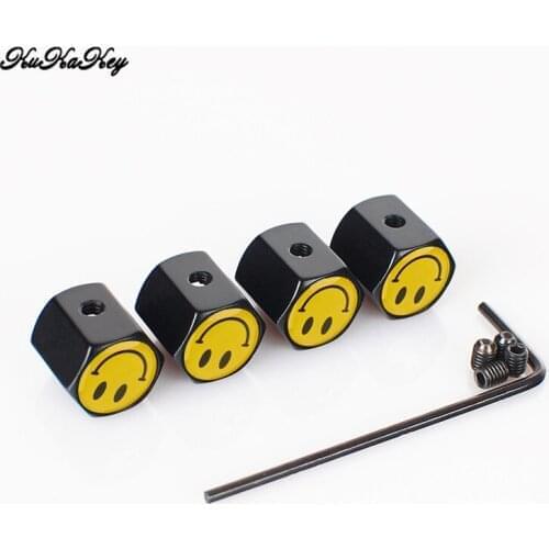 4Pcs/set Smiley Pattern Alloy Car Tire Valve Caps Anti Theft Car Bicycle Motorcycle Dust proof Wheel Valve Cap For Porsche 911