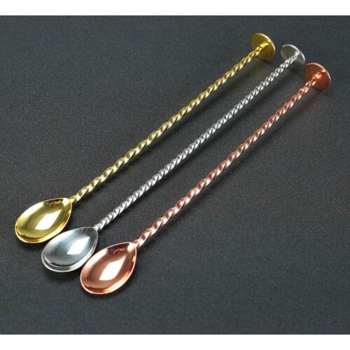 Kitchen Barware Bar Tools 28 Cm Piston Screw Stainless Steel Long Thread Golden Silver Black Swizzle Sticks Spoon Spoons